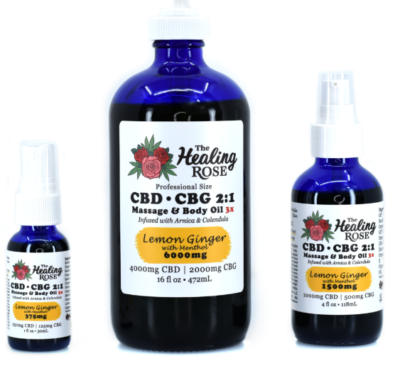 Photograph of product: Lemon Ginger CBD Massage & Body Oil 3x (4oz)