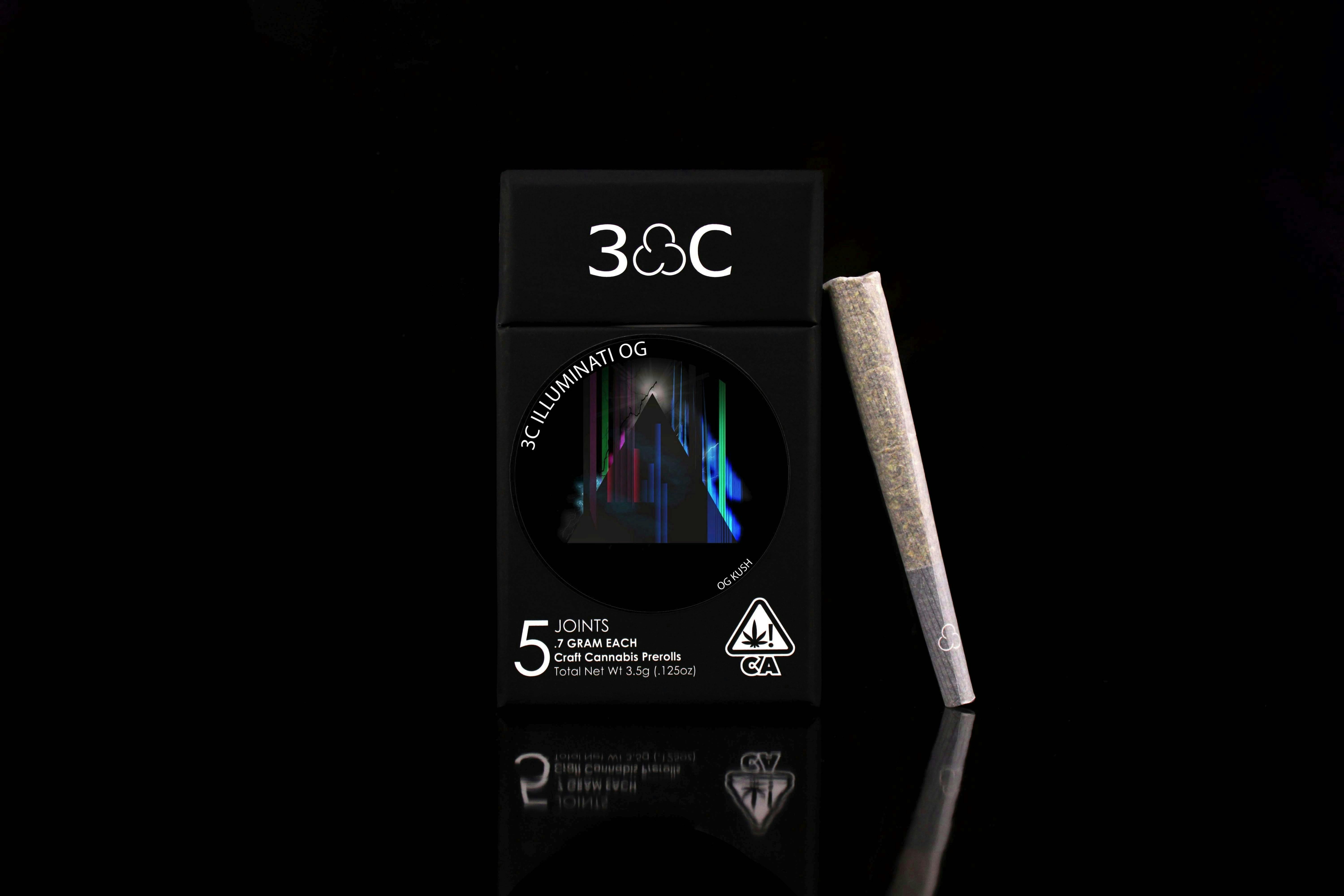 Photograph of product: 3C Farms - Illuminati OG Preroll 5pk - 3.5g
