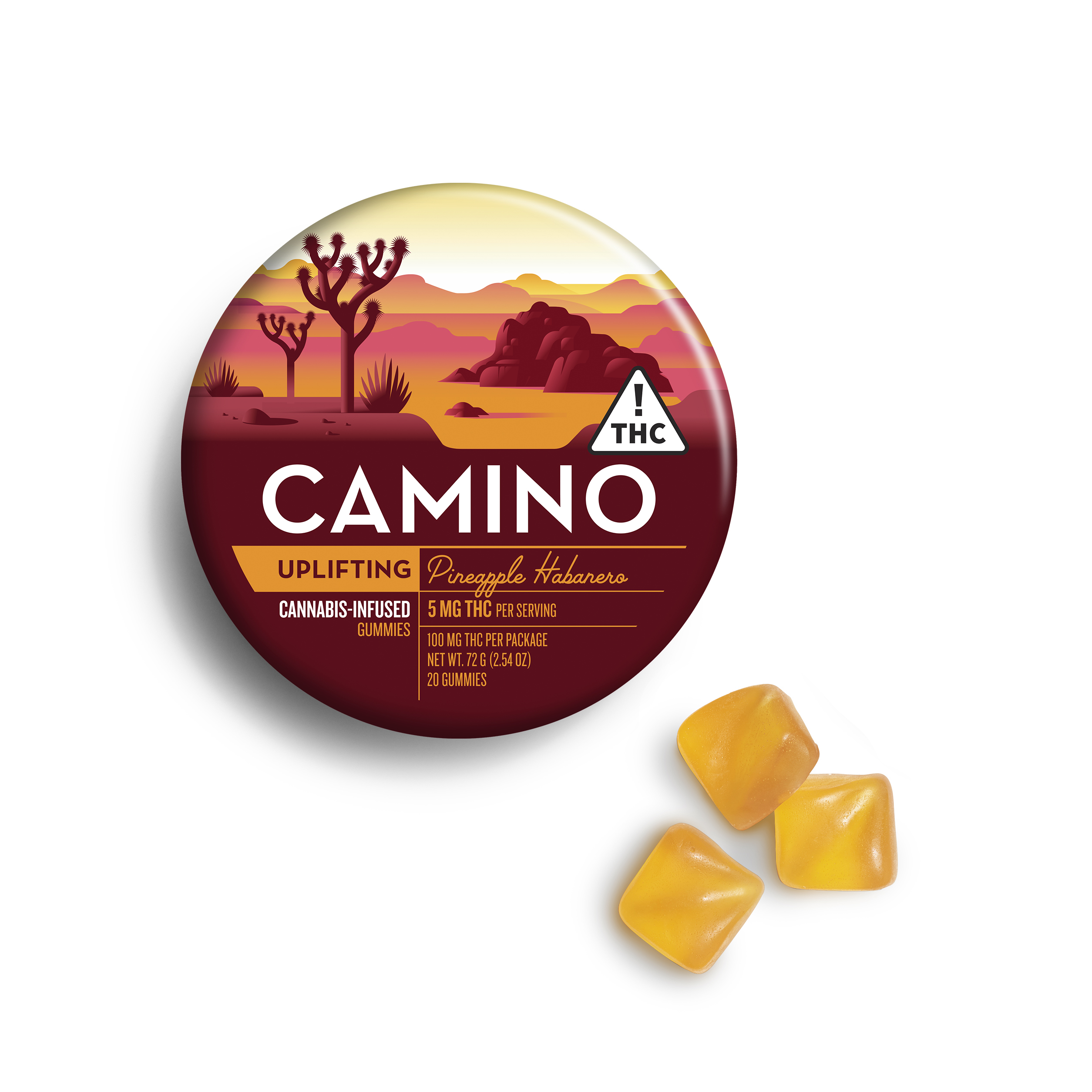 Photograph of product: Camino Uplifting | Pineapple Habanero Gummies 100mg (20-Pack | 5mg Each)