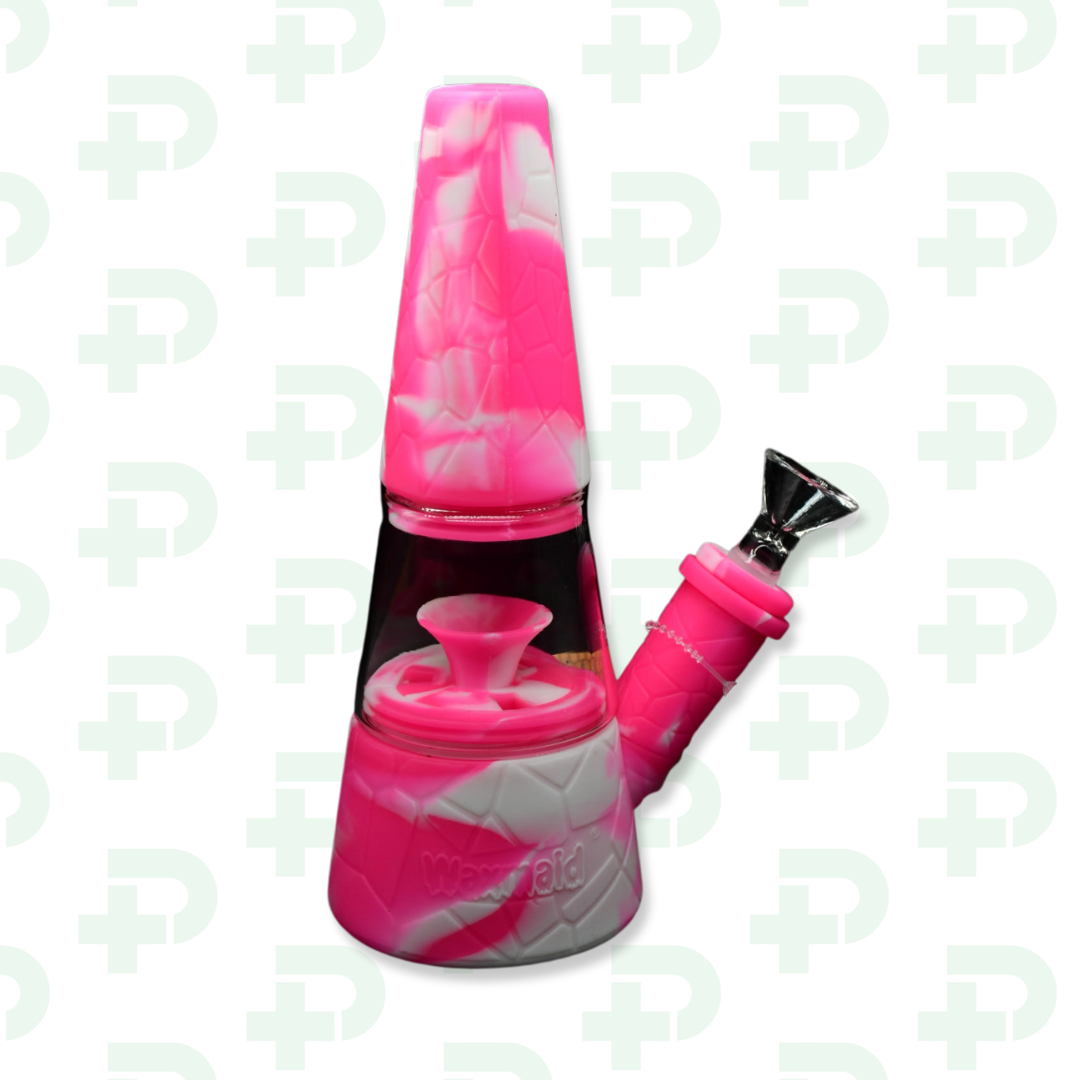 Photograph of product: 7.87" Fountain Silicone/Glass Water Pipe (Various Colors)