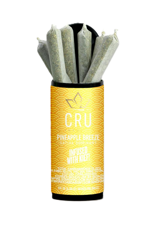 Photograph of product: CRU | Pineapple Breeze | Kief Infused Pre-Rolls 6x0.5g