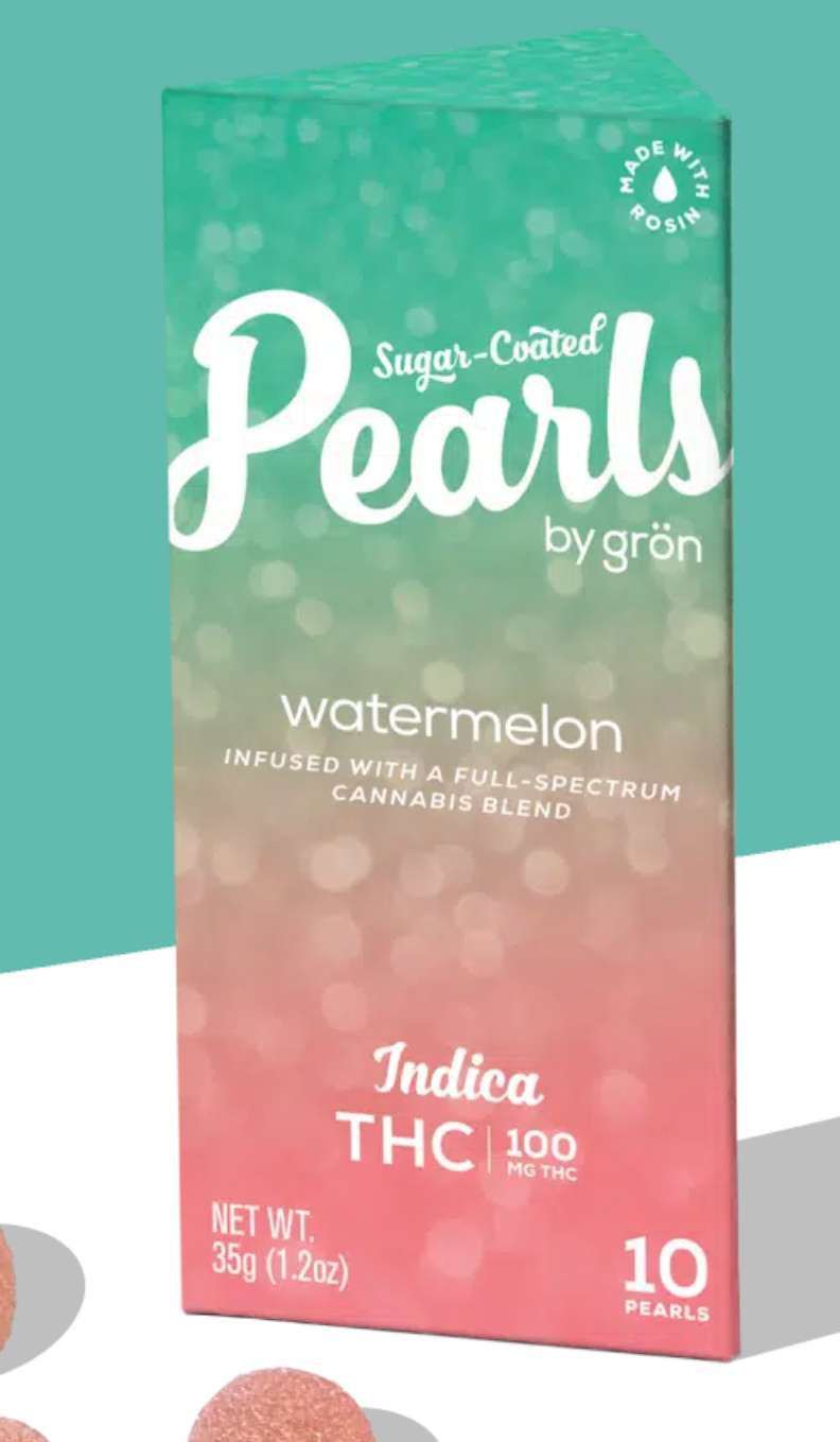 Photograph of product: Grn | 100mg Gummies  Pearls | Watermelon