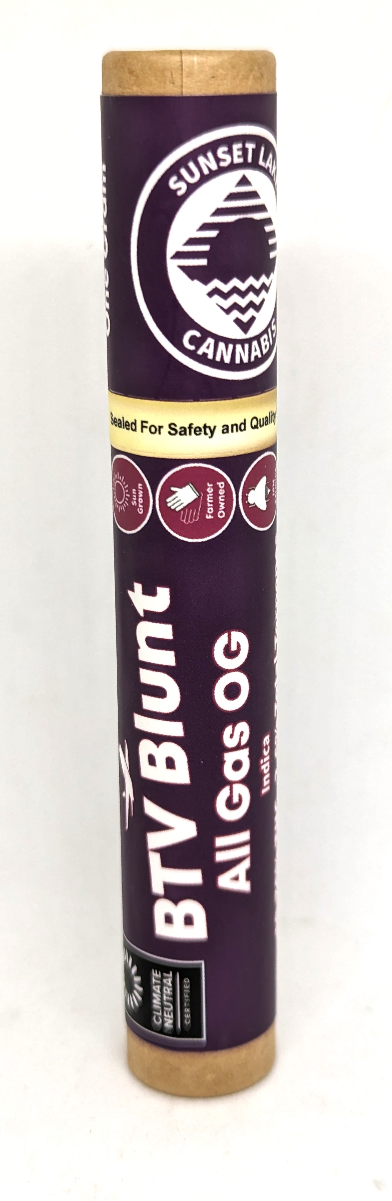 Photograph of product: All Gas OG Hemp Leaf Blunt | Sunset Lake