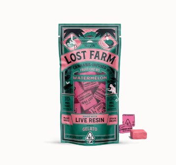 Photograph of product: Lost Farm Watermelon Live Rosin Gummies 200mg Rec
