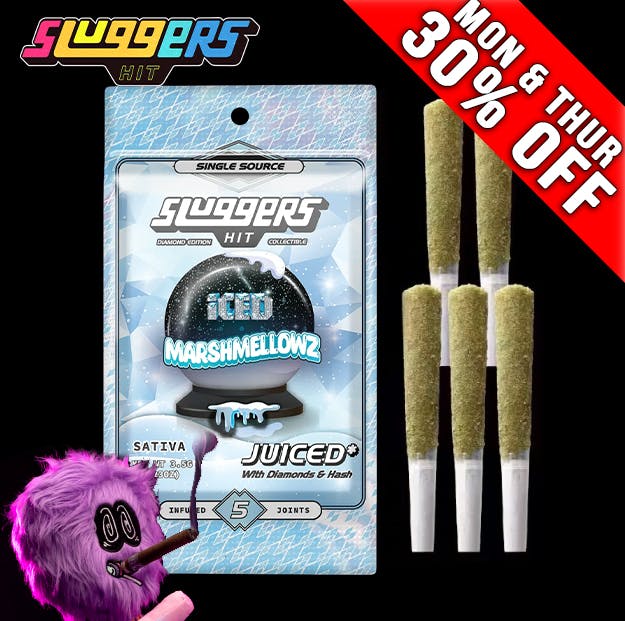 Photograph of product: Sluggers Diamond Edition - Iced Marshmellowz - Pre-Rolls - 5 Pack - 3.5g - 5PK Iced Marshmellowz
