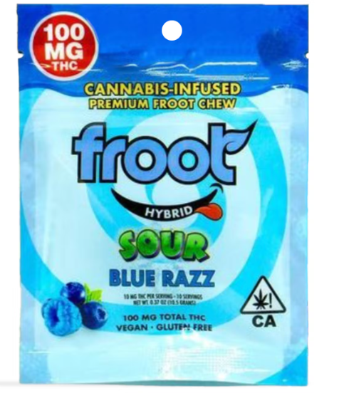 Photograph of product: Sour Blue Razz Gummy - 100mg Single Cut-to-dose - 