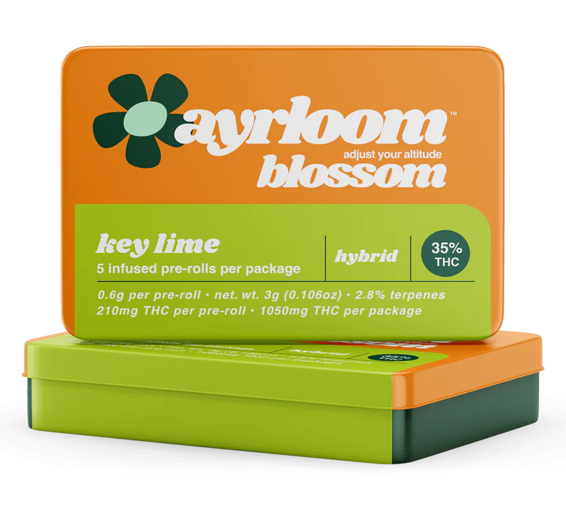 Photograph of product: Ayrloom Blossom | Infused Preroll | 5pk | Hybrid | Key Lime