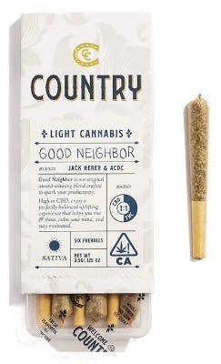 Photograph of product: Country Pre-roll - 1:1 Good Neighbor 6-pk (3.6g)