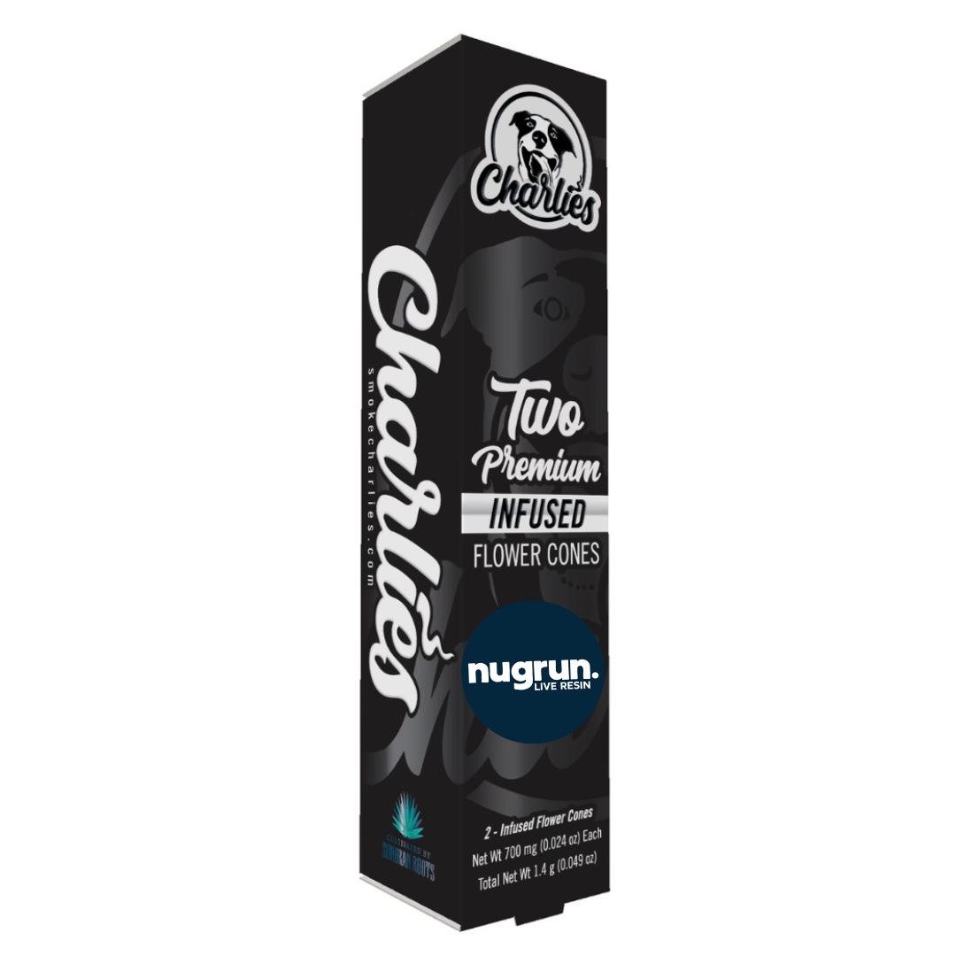 Photograph of product: Charlies Resin Infused Prerolls 2pk London Pound Cake x Desert Lime