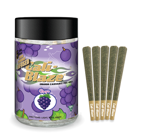 Photograph of product: Cali Blaze - 5 Pack Infused Prerolls - Grape