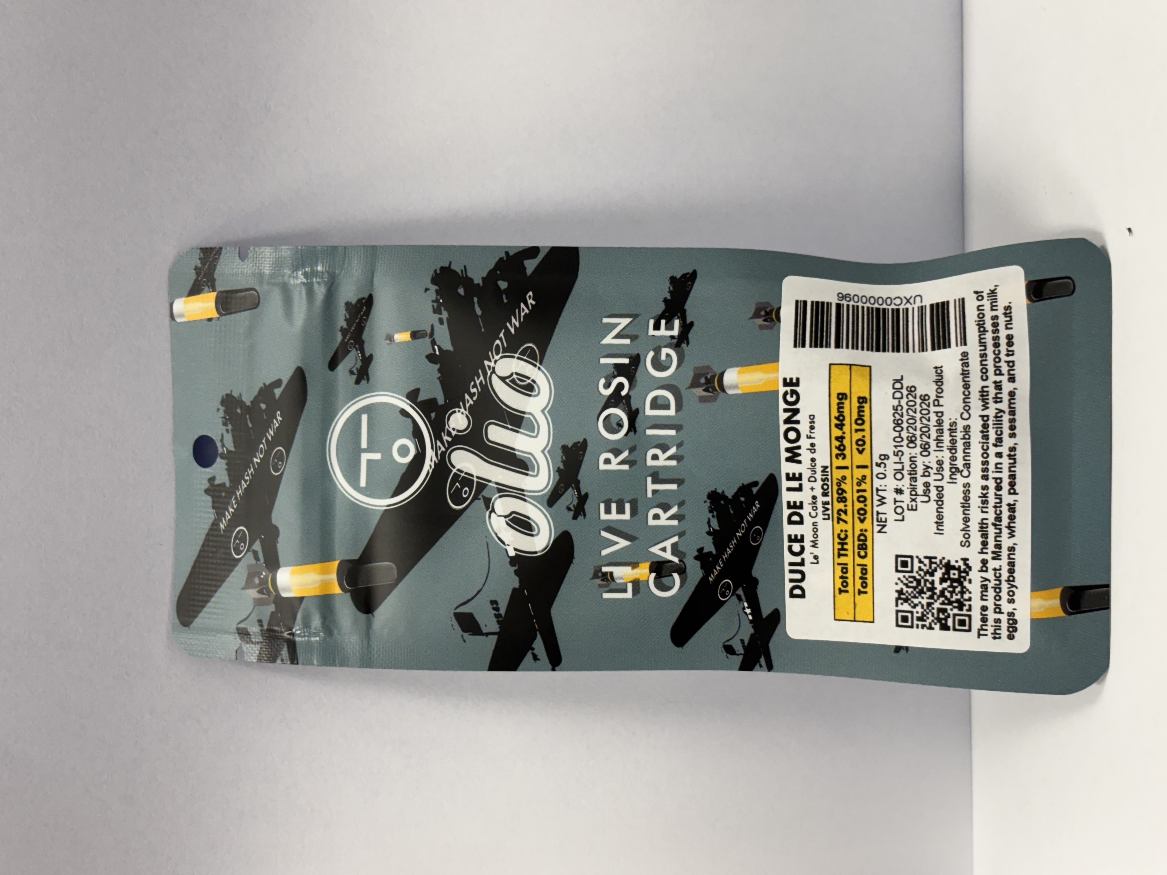 Photograph of product: Olio Dulce de le Monge Live Rosin Cartridge