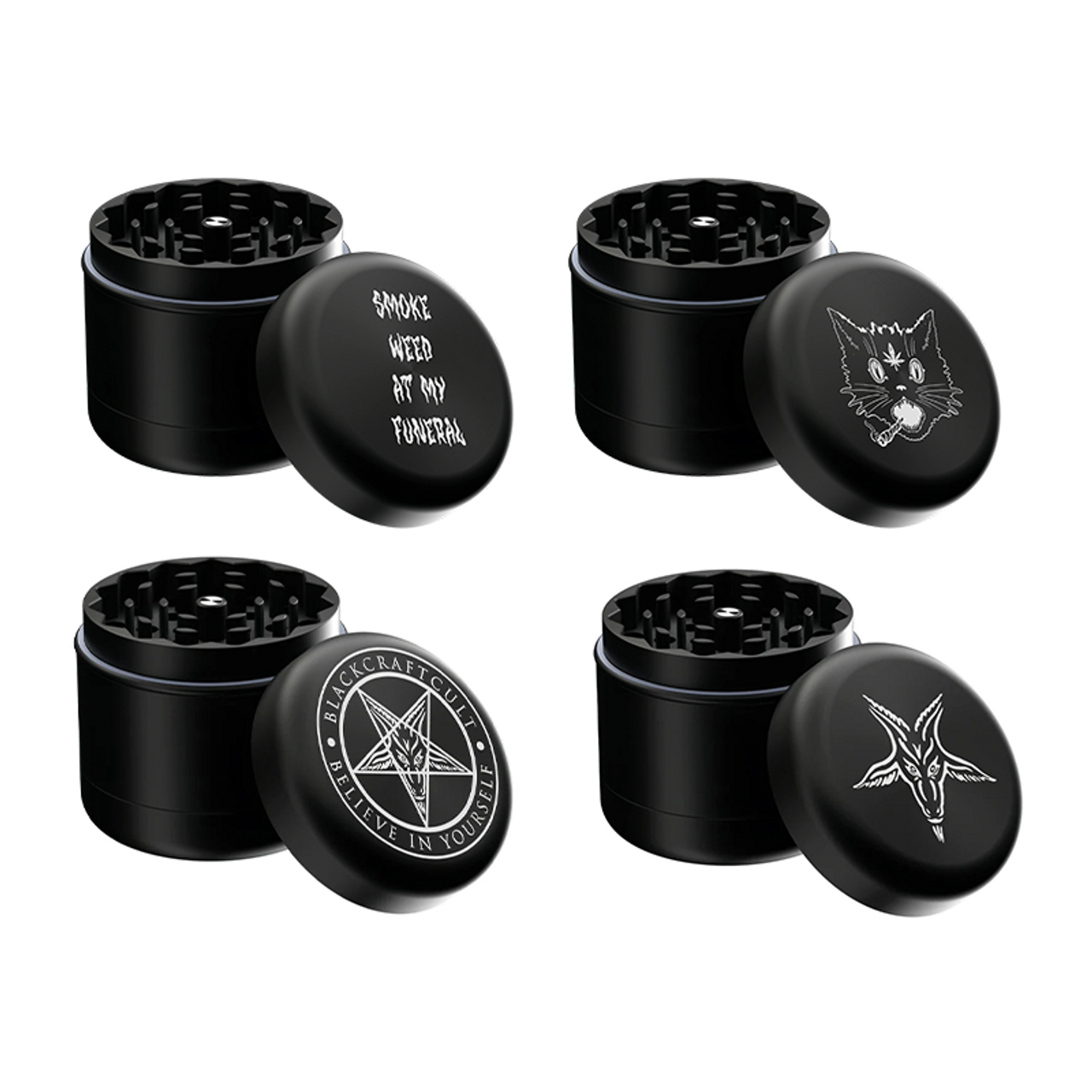 Photograph of product: BLACKCRAFT 4pc. Grinder | 55mm | Assorted Styles