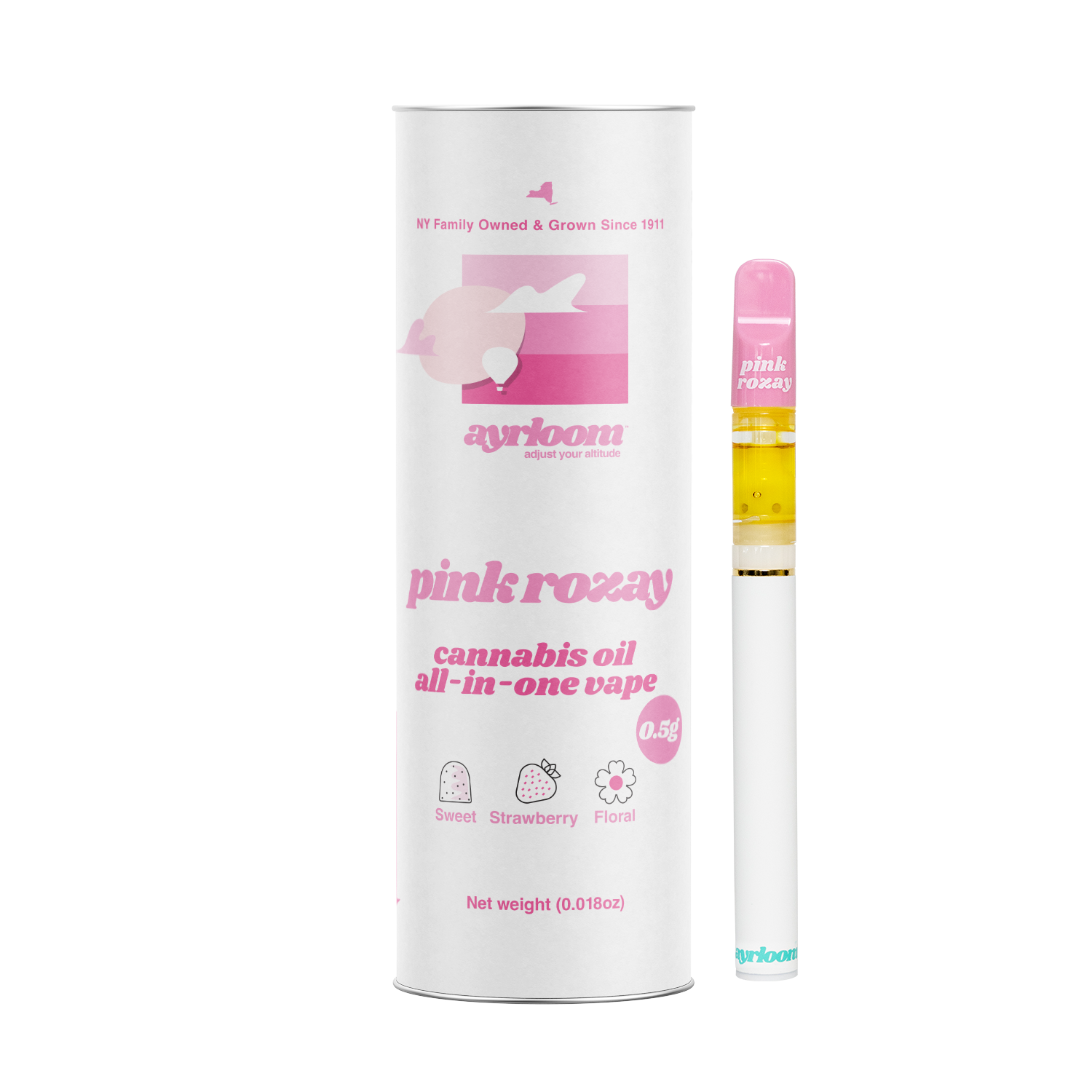 Photograph of product: Ayrloom-Pink Rozay AIO Vape Pen