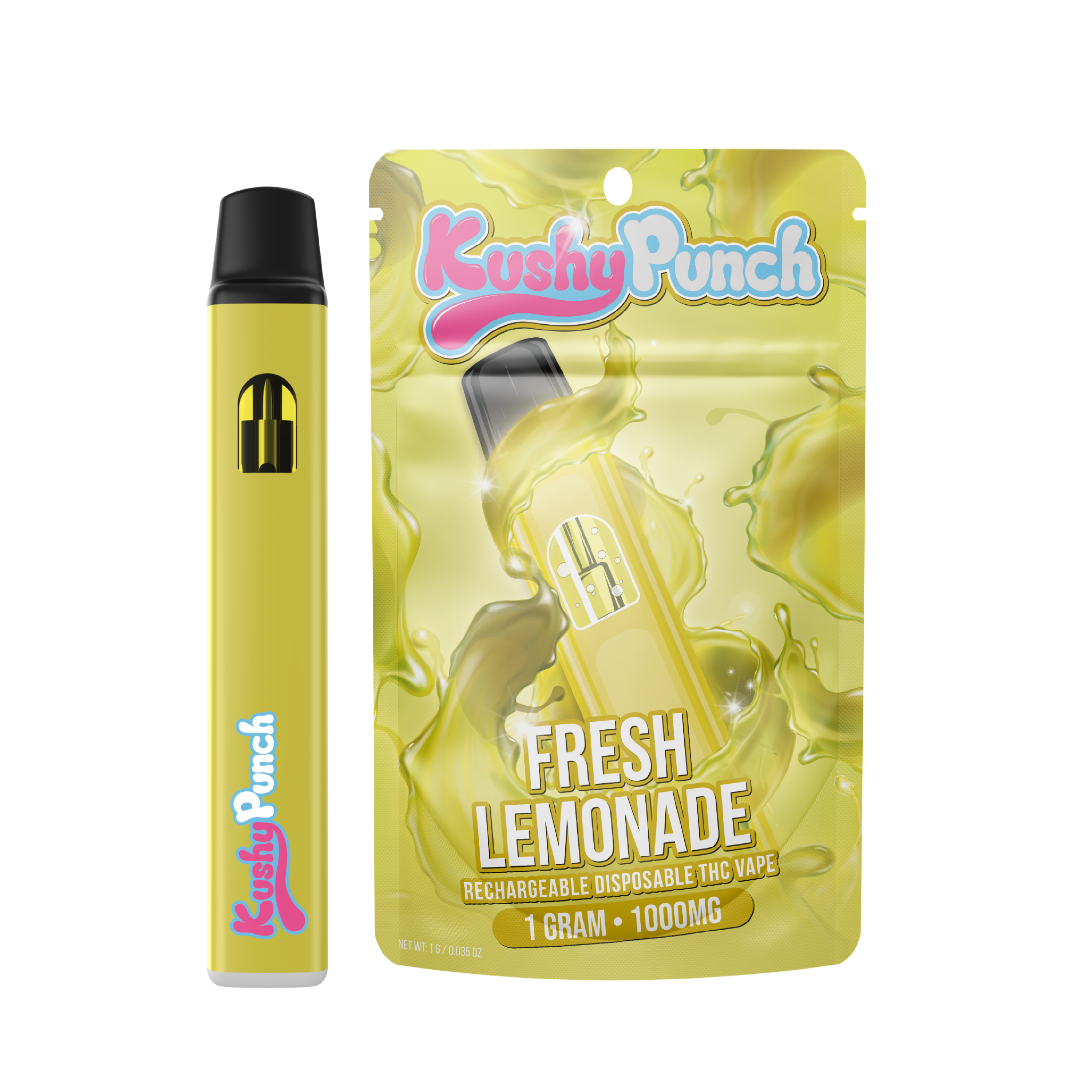 Photograph of product: Kushy Punch - Disposable Vape Fresh Lemonade - 1g