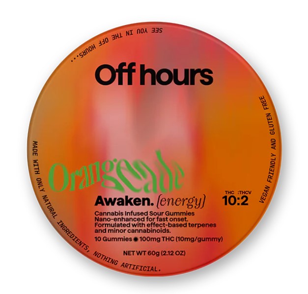 Photograph of Product: Off Hours - Awaken (Energy) Sour Orange Punch Gummies 10pk - 100mg