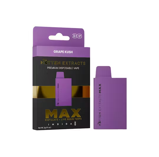 Photograph of product: MITTEN EXTRACTS GRAPE KUSH MAX DISPOSABLE 3G