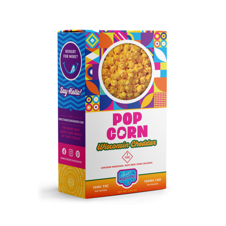 Photograph of product: Sweet Mary Jane Wisconsin Cheddar Popcorn 10:1 CBD:TH-oui - 10mg TH-oui