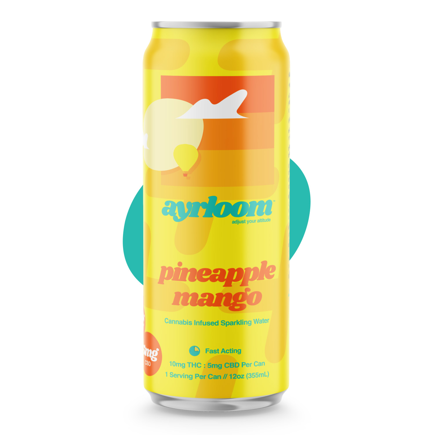 Photograph of product: Ayrloom | Beverage | Sparkling Water | Pineapple Mango | 10mg | 12oz | Hybrid