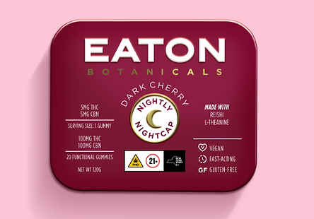 Photograph of product: Eaton Botanicals | Nightly Nightcap | Dark Cherry | 1:1 TH-oui / CBN | 20pk