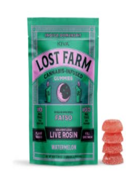 Photograph of product: Lost Farm | Watermelon x Fatso | 100mg 10pk | Live Rosin Gummies