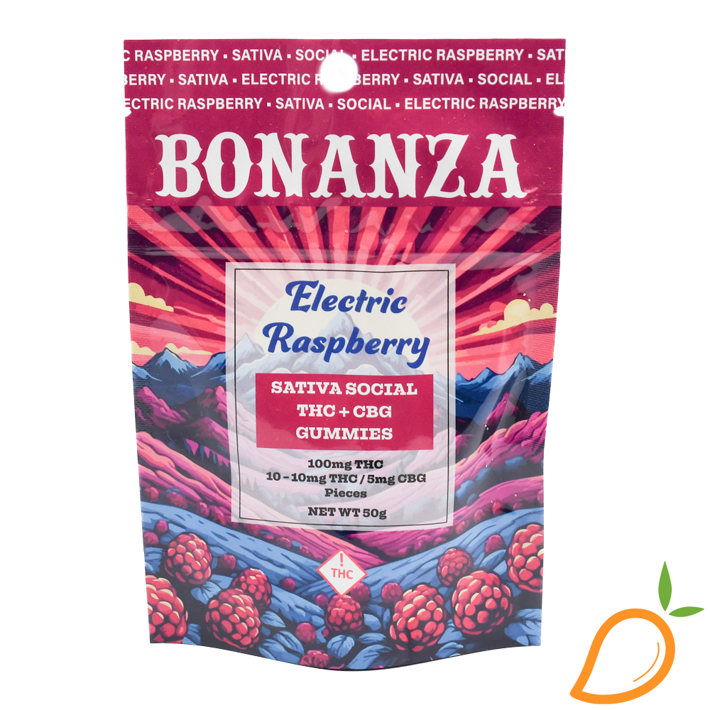 Photograph of product: 100mg 2:1 TH-oui/CBG Electric Raspberry Gummies Bonanza