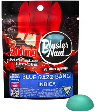 Photograph of product: AU Monster x Blasternaut: Blue Razz Bang Single Gummy (I) 200mg