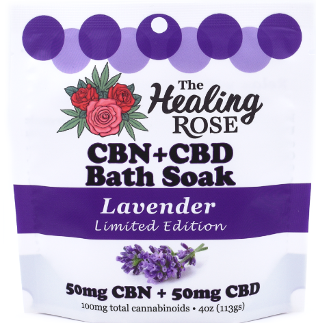 Photograph of product: The Healing Rose CBD Bath Soak - Lavender CBN+CBD 4 oz.