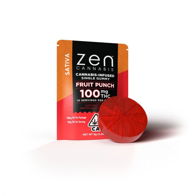 Photograph of product: Zen - Oui'd Fruit Punch Single Gummy 100mg [ALL TAXES INCLUDED]