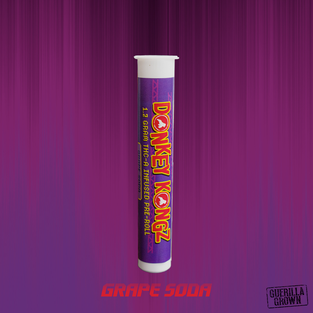 Photograph of product: Donkey Kongz | Grape Soda | 1.2G TH-ouiA Infused Pre-Roll