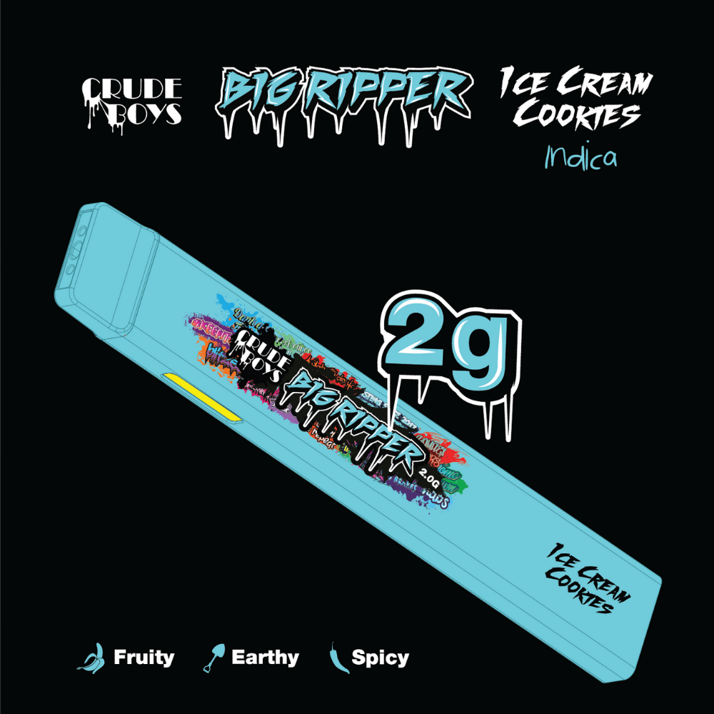 Photograph of product: Crude Boys - 2g AIO Vape - Ice Cream Cookies