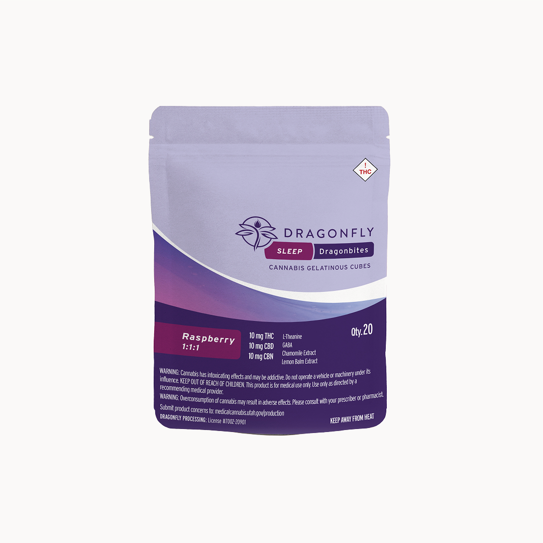 Photograph of product: Sleep Raspberry Bites 200mg (20-Pack | 10mg Each)