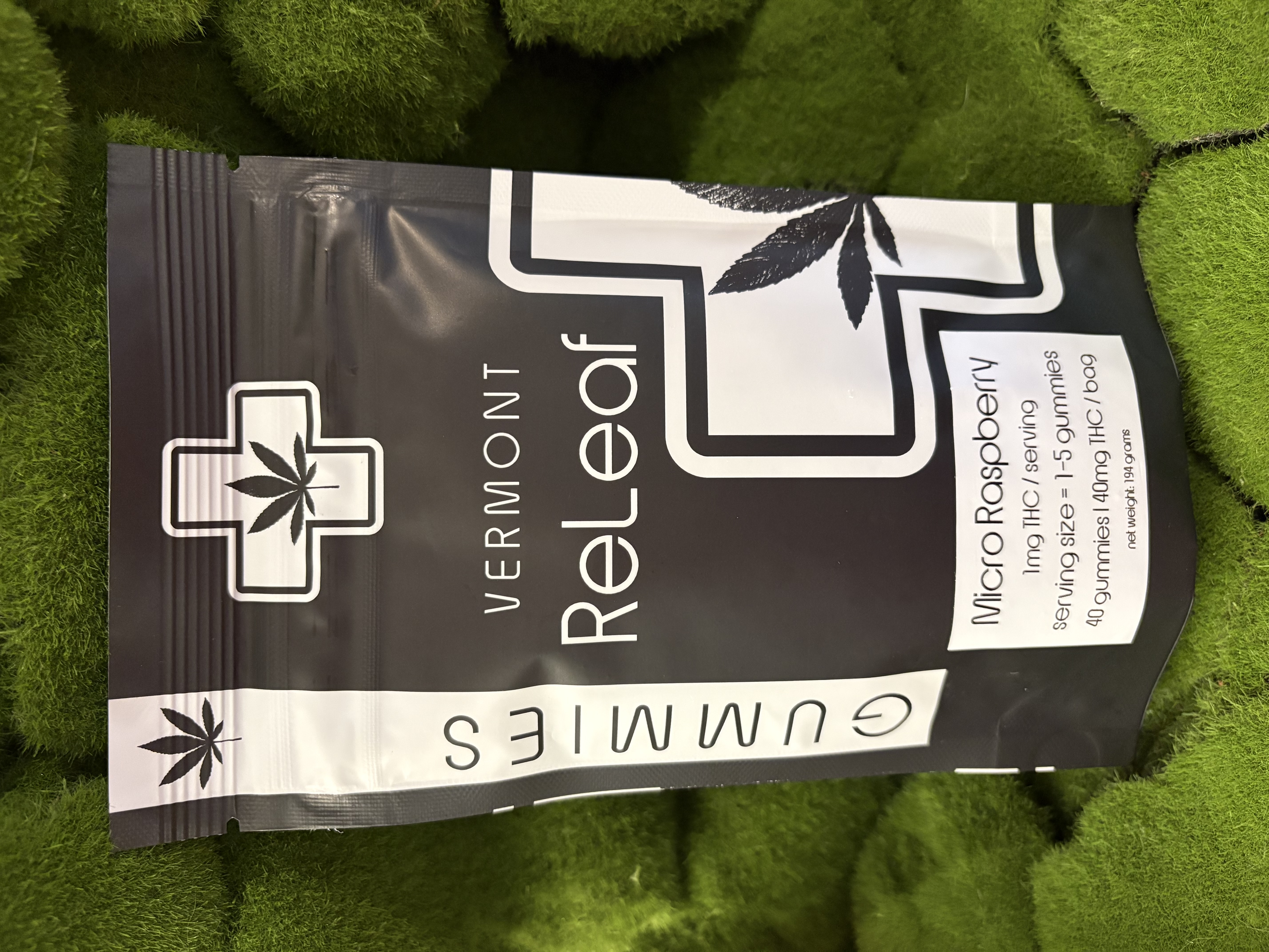 Photograph of product: 40mg Edible Pack | Raspberry Micro Dose Gummies | Vermont ReLeaf