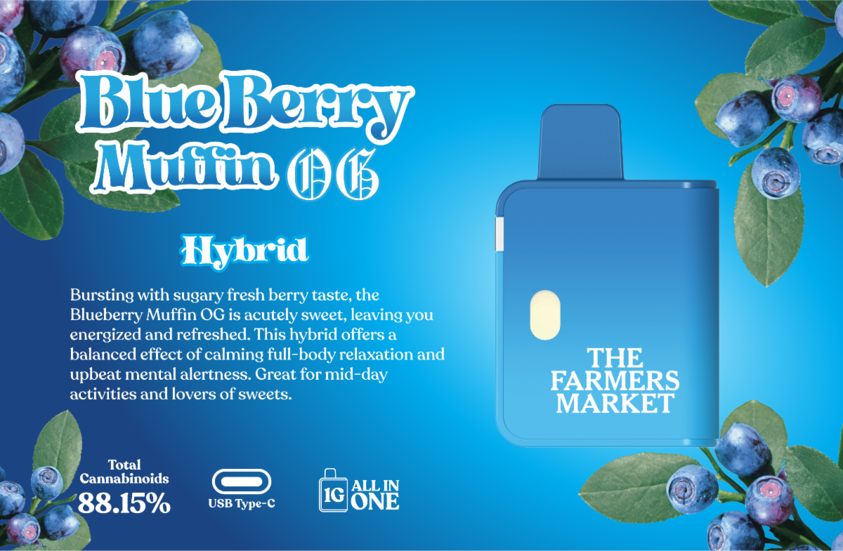 Photograph of product: The Farmers Market Vape Disposable 1g- Blueberry Muffin