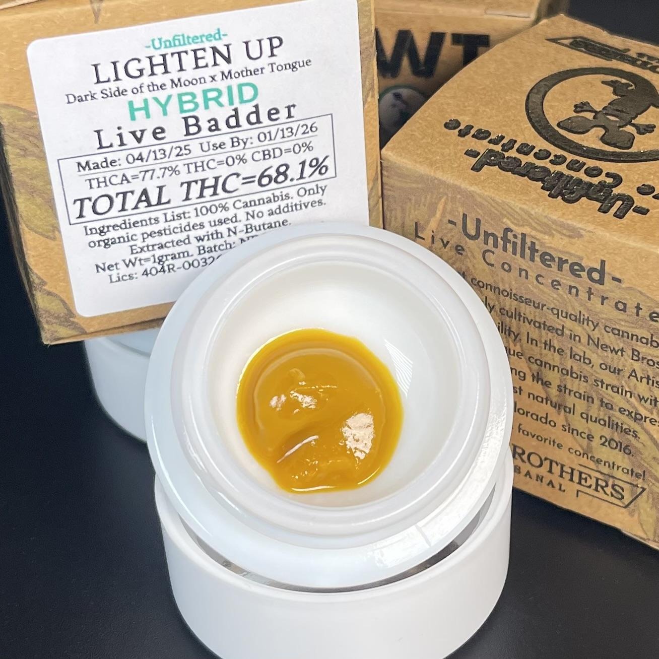Photograph of product: UNFILTERED Lighten Up (H) 1G Live Resin