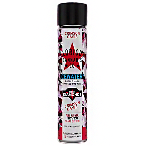 Photograph of product: Glorious Oui'd Crimson Oasis Diamond Bubble au chocolat Infused Pre-Roll 1g