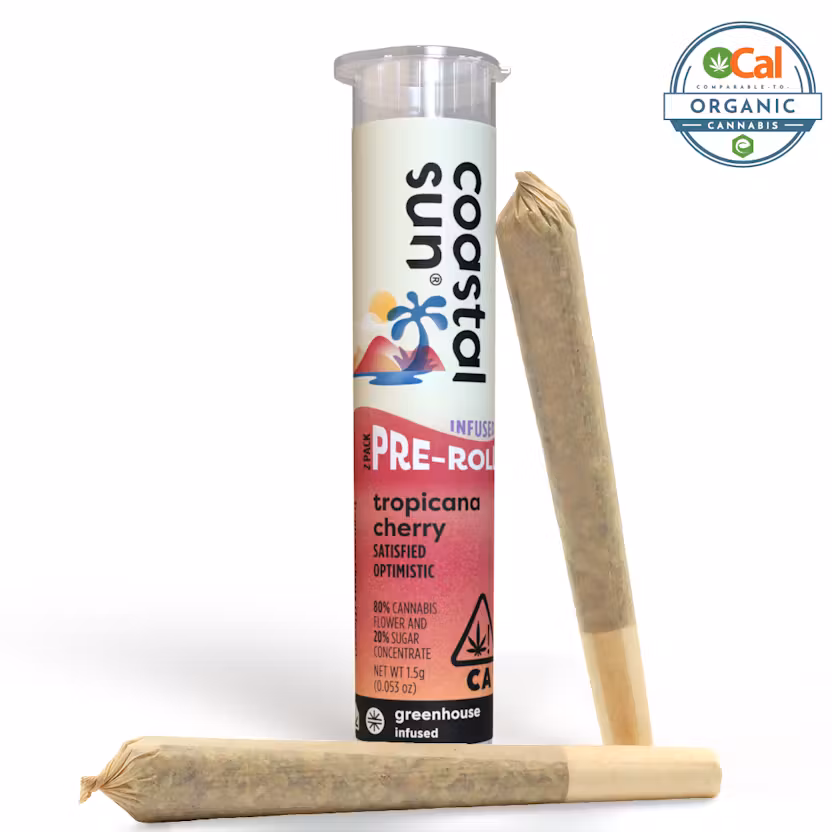 Photograph of product: Coastal Sun - Tropicana Cherry 2pk - OCal Infused Prerolls