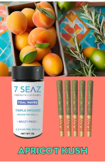 Photograph of product: 7 Seaz | Triple Infused Preroll 5 pack | Apricot Kush