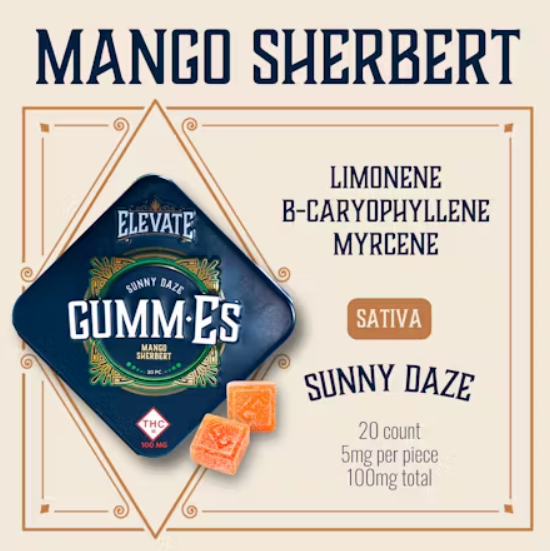 Photograph of product: 100mg Gummies | Mango Sherbert (Oui'd)
