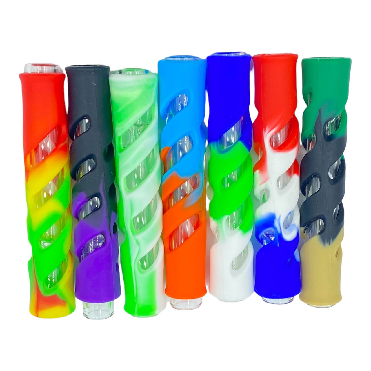 Photograph of product: 3.5" GLASS CHILLUM W/ SILICONE COVER EACH