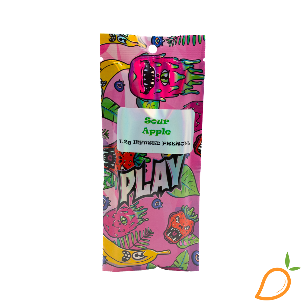 Photograph of product: 1.2g Sour Apple Infused Preroll Play Oui'd