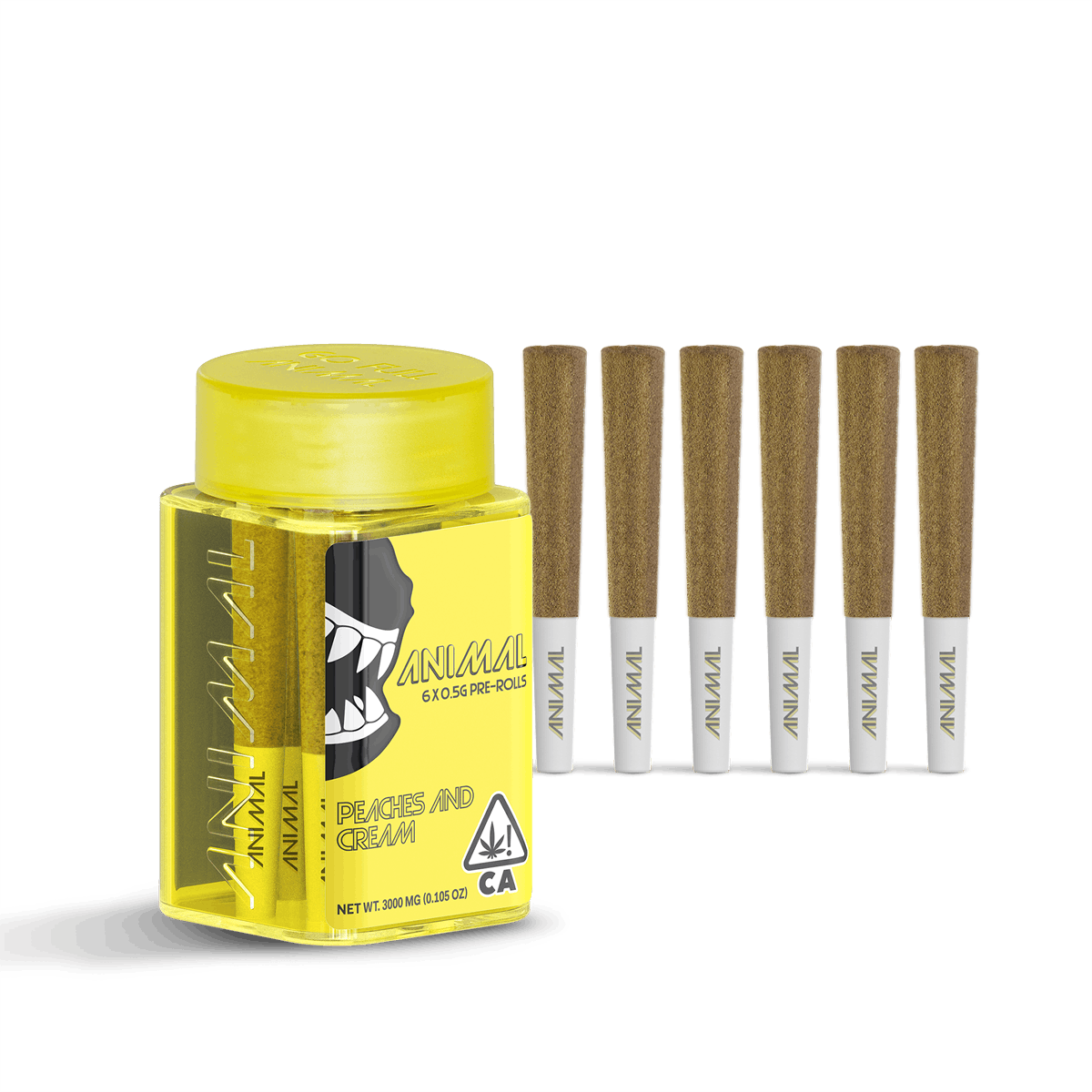 Photograph of product: ANIMAL - 6x .5G SUPER INFUSED PRE ROLL PACK - PEACHES AND CREAM