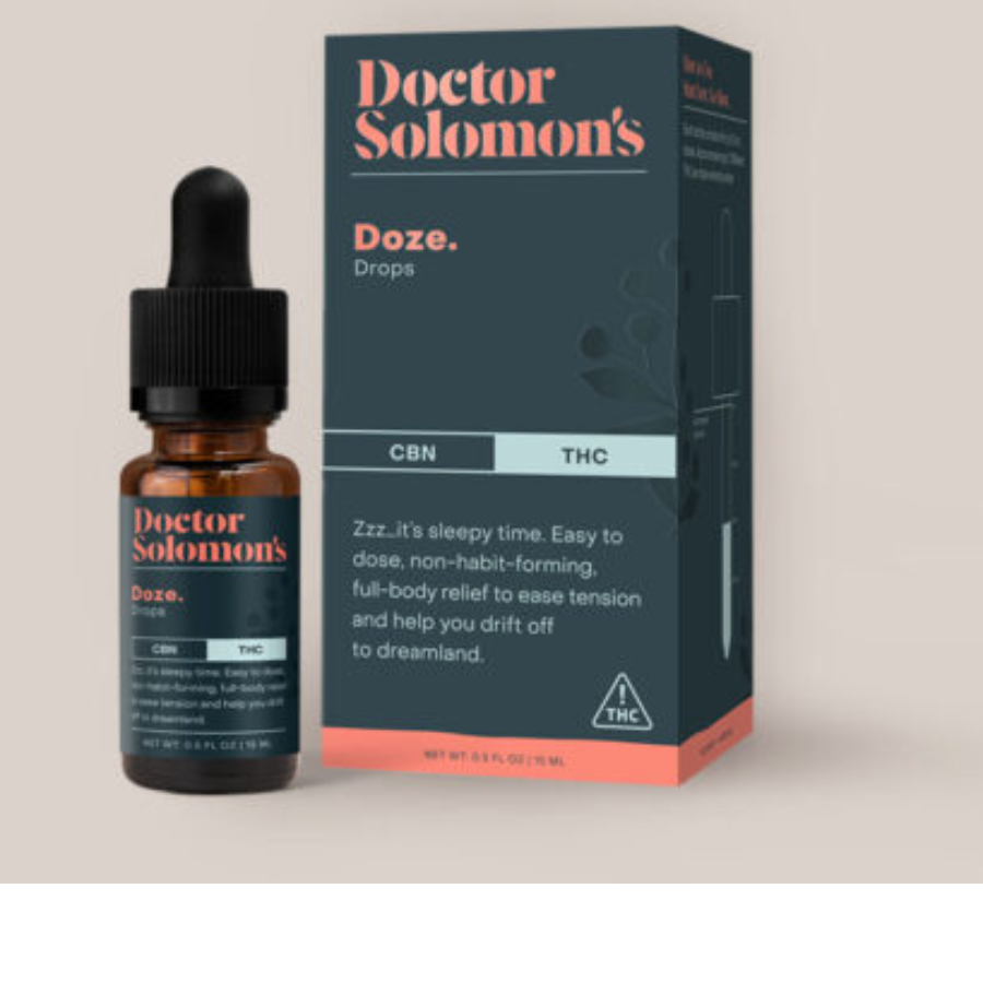 Photograph of product: Dr. Solomon's 100mg 1:1 Doze Tincture - 50mg TH-oui:50mg CBN
