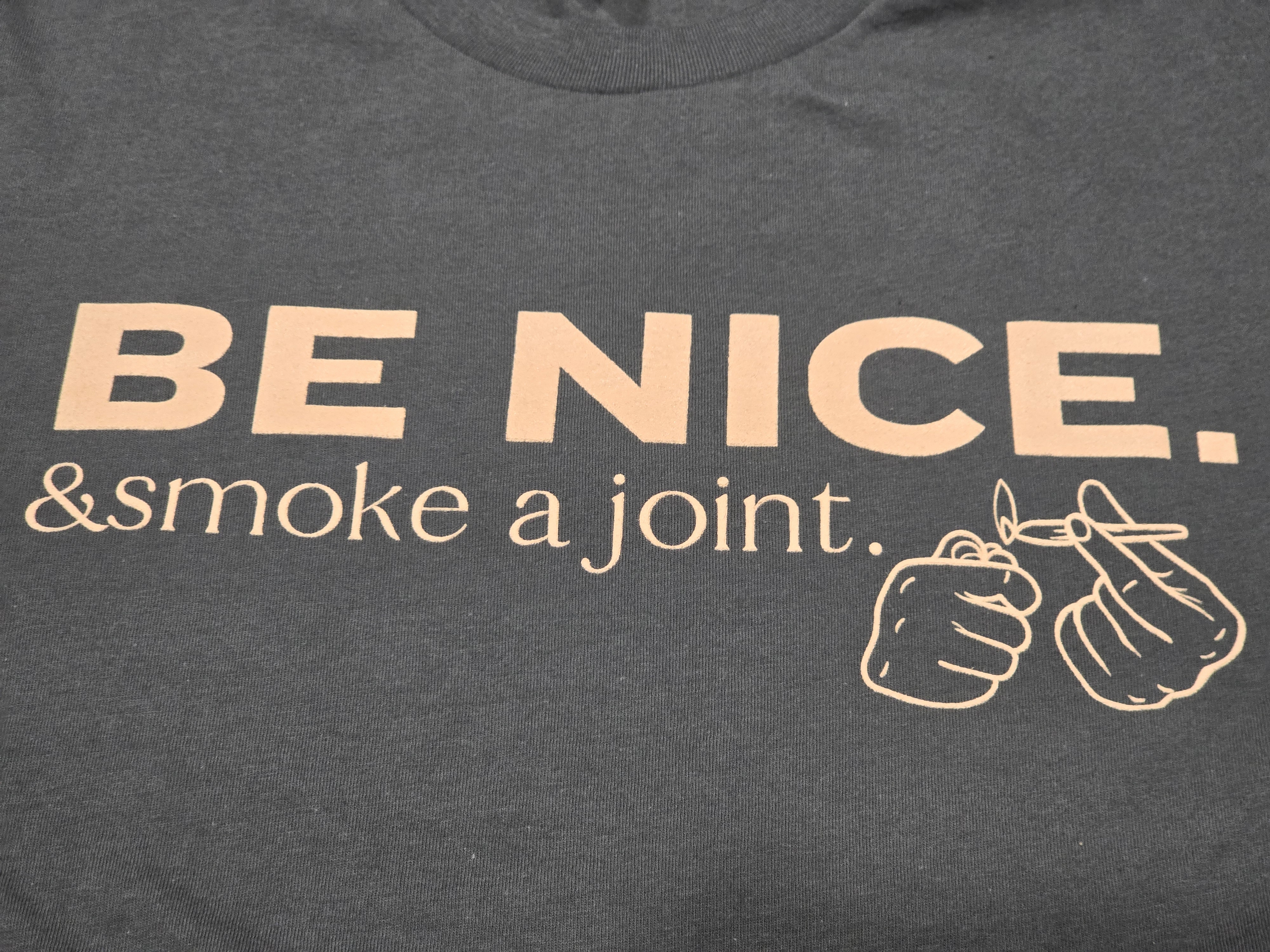 Photograph of product: Monteverde Be Nice & Smoke a J Slate Gray T- Shirt XL $25