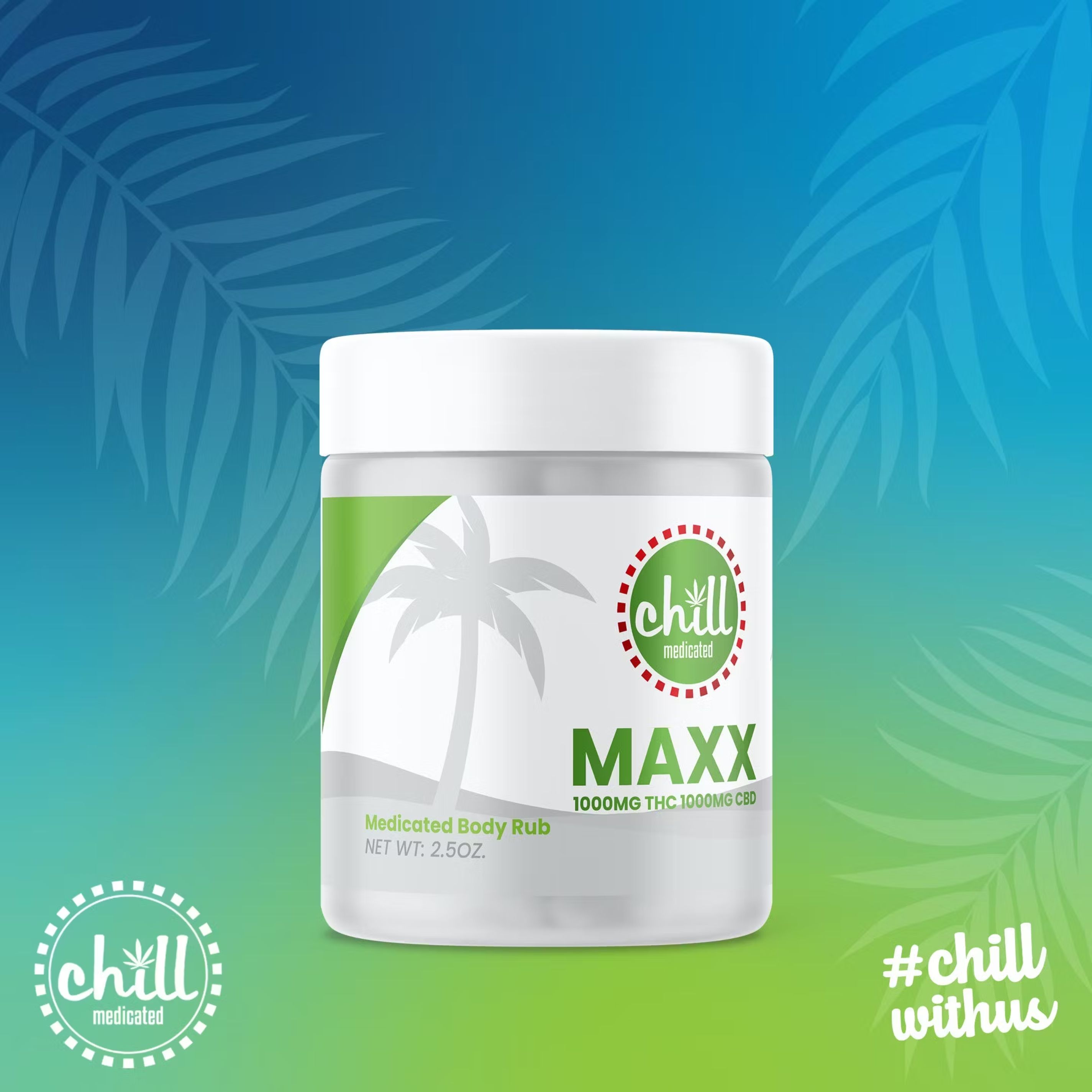 Photograph of product: CHILL | Topical | MAXX Body Rub | 1000mgTH-oui : 1000mgCBD