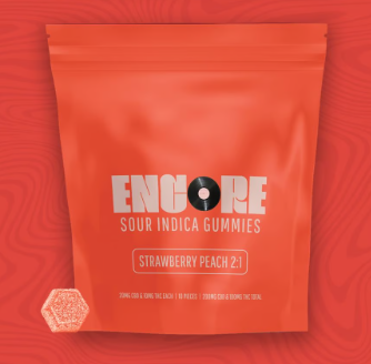 Photograph of product: Encore | Gummies | Strawberry Peach 2:1 CBD:TH-oui | 100mg 10pk
