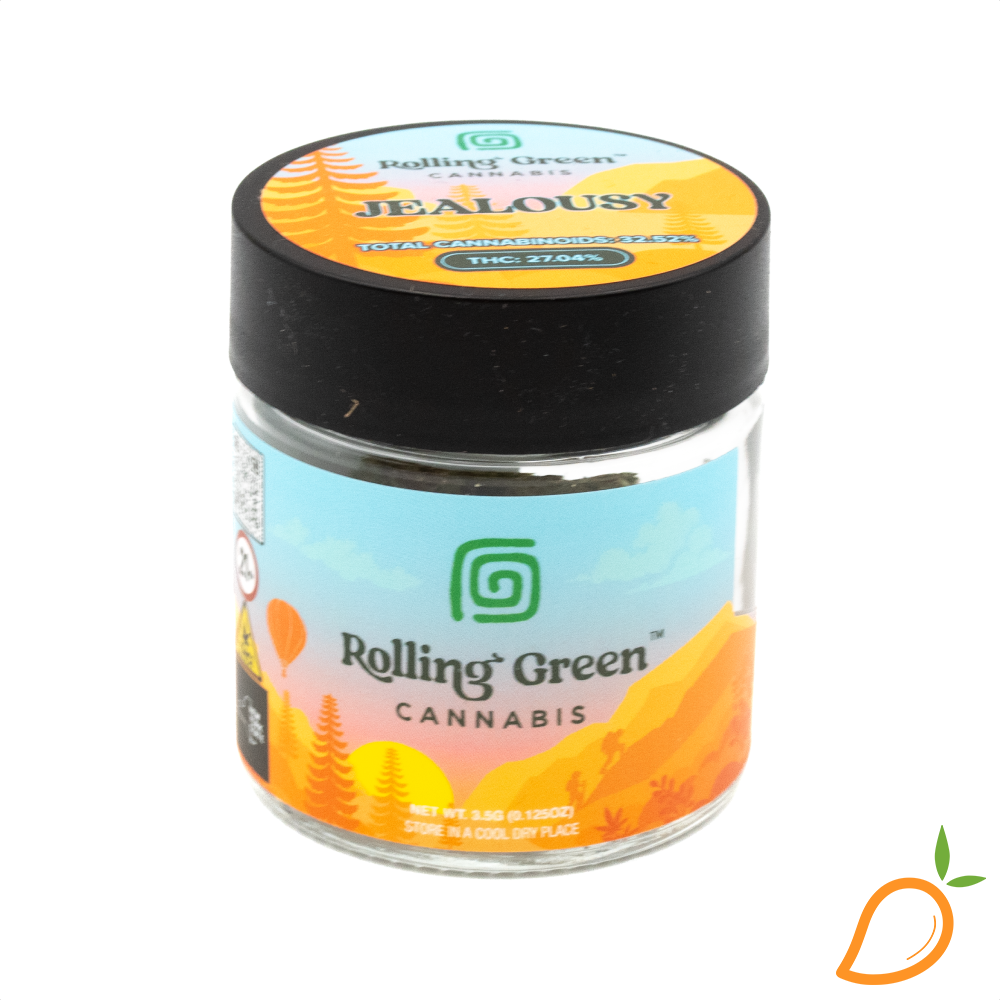 Photograph of product: 3.5g Jealousy Prepackage Flower Rolling Green