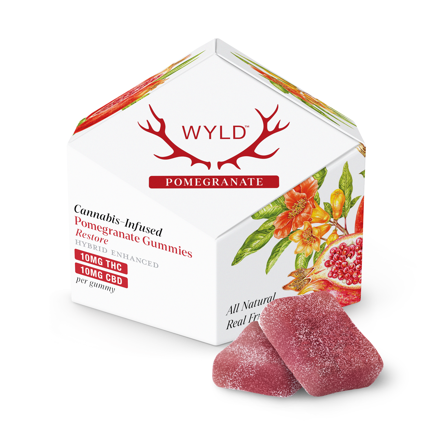 Photograph of product: 10PK - RESTORE - POMEGRANATE 1:1 CBD:THC - HYBRID