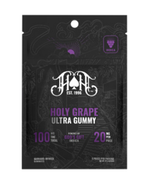 Photograph of product: Holy Grape | 20mg 5pk Gummy Heavy Hitters | 100MG |