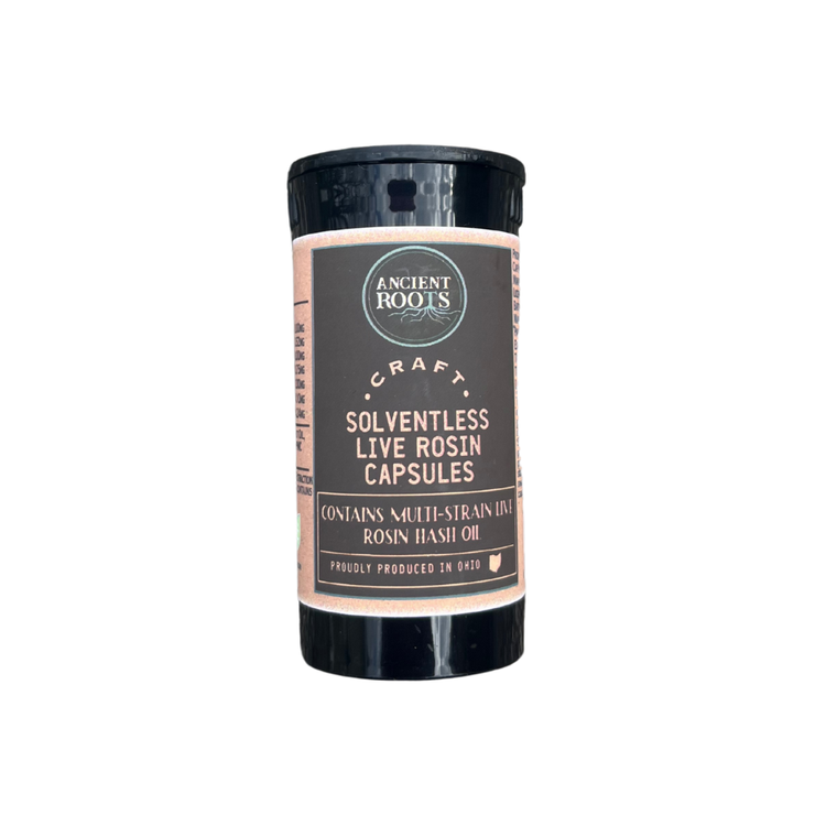 Photograph of product: Ancient Roots | Solventless Live Rosin Capsules 4pk | 110mg