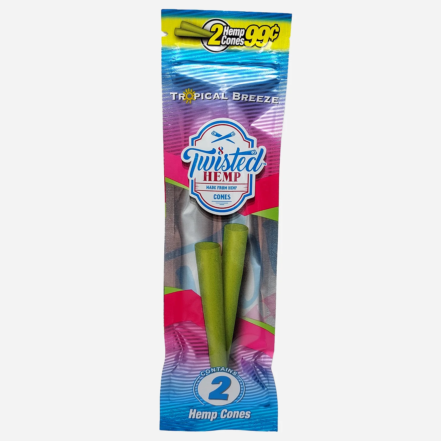 Photograph of product: TWISTED HEMP CONES I TROPICAL BREEZE 2PK